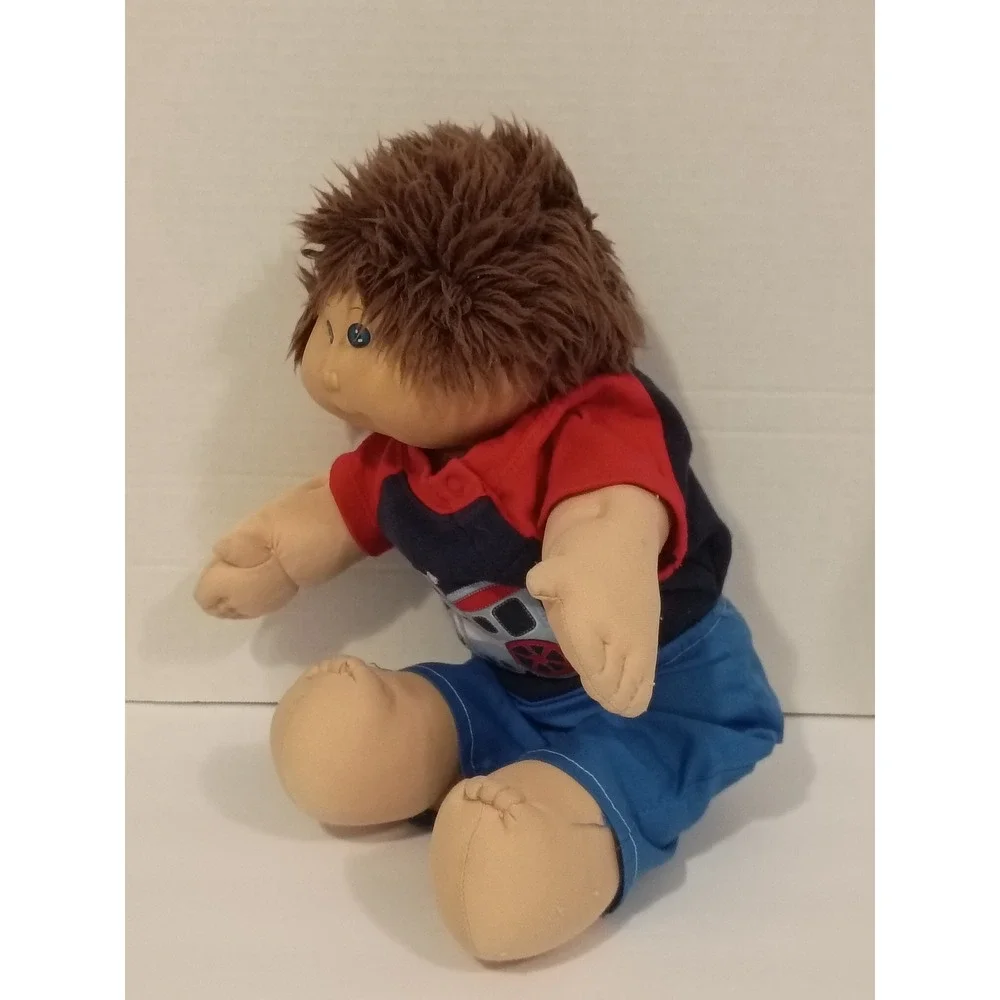 Vintage Cabbage‎ Patch Kids Boy Doll Brown Hair Blue Eyes Train Shirt Shorts